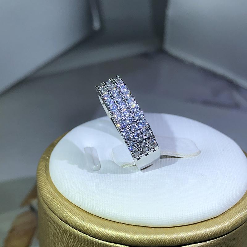 CopperInlaid With White Zircon Ring Fashion Ladies Half Ring Party Cocktail Party Jewelry Gift