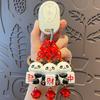 3Pcs Keychain Magnetic Mahjong Panda Doll Good Luck Charm Key Chain Backpack Bag Handbag Accessories