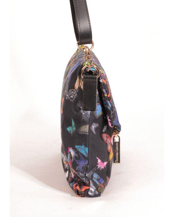 Pochette - Eden - Multicolor - Leather - Removable Shoulder Strap - Butterfly Pattern