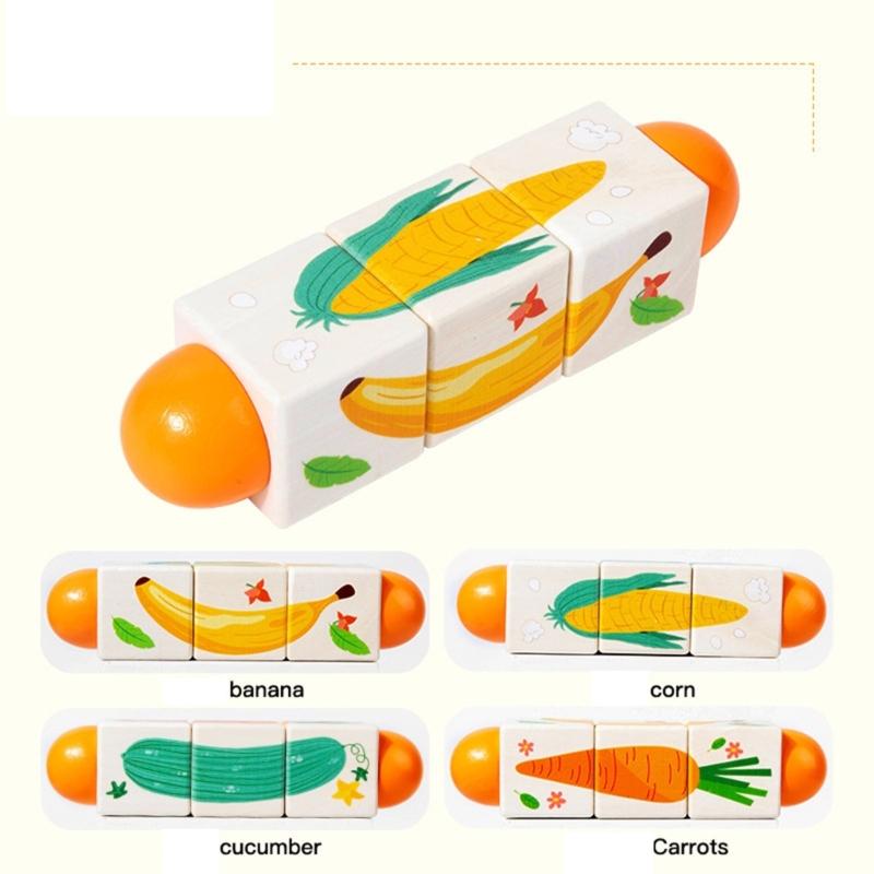 Educational Wooden Sensory Puzzle Block Toy With Rotating Design Early Learning Puzzle Block For Toddler Motor Skill