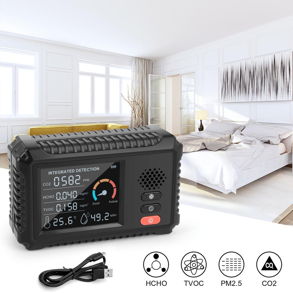Air Quality Monitor TVOC HCHO CO2 Air Analyzer Intelligent Digital Lcd Portable Home Formaldehyde Detector Tester