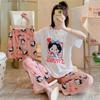 Korean Style Plaid Silk Pajama Set for Women - Long-Sleeved Spring & Autumn Homewear