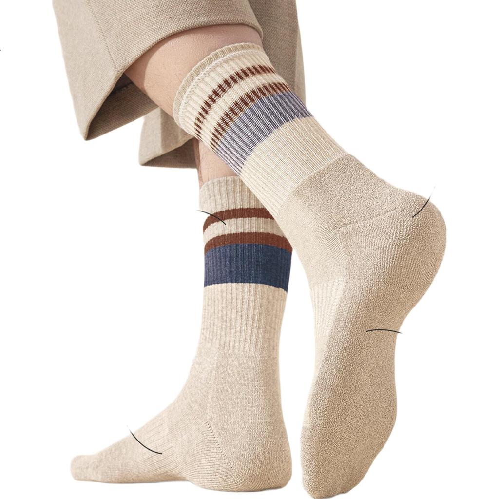 Me feeling 5 Pairs Thickened Men's Mid-Calf Socks Winter New Fleece Lined Terry Snow Socks Warm Towel Socks for Northeast