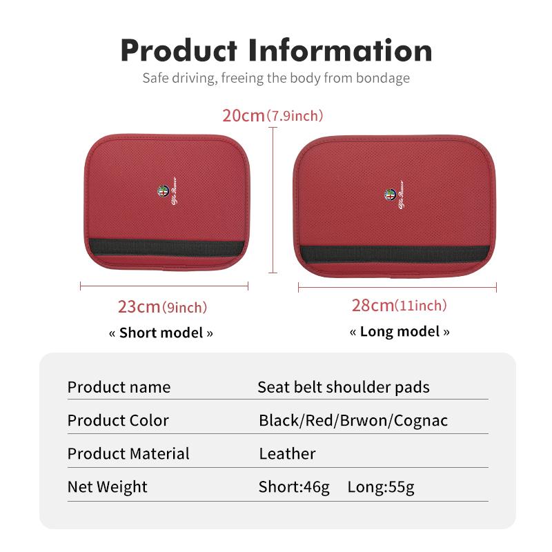 ZNBUA1 Leather Car Safety Belt Shoulder Cover Protection Padding Pad For Alfa Romeo 159 Giulietta Giulia 147 Mito 156 159 166 GT