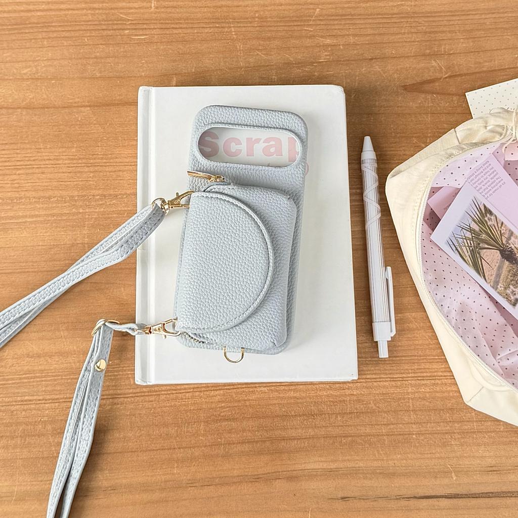 Crossbody Long Lanyard Leather Cards Solt Wallet Case For Google Pixel 10 Pro XL 9A 9 8 8A 7A 7 Built In Makeup Mirror Cover