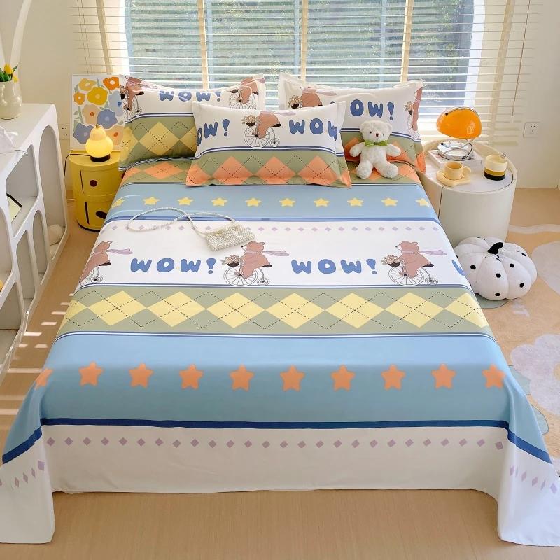 Geometric Patterns Bed Sheet Set 3Pcs Household Bedspread Pillowcases Fashion Skin-friendly Comfortable Breathable Bedding Set