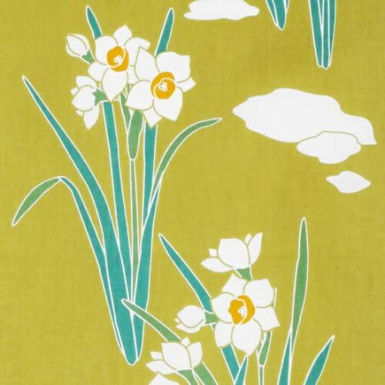 Dyeing Anbo Hand Towel Flowers Authentic Dyed Cotton Tokuoka Made In Japan 35cm X 100cm "Snow - Mustard" 100%