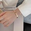 8K Gold Plated Stainless Steel Openable Crystal Cuff Bangle Bracelet for Mother Sister Wife Girlfriend