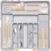 9-Compartment Expandable Cutlery Organizer| Large-Capacity Plastic Drawer Tray for Forks, Spoons, and Kitchen Utensils