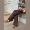 Women's Fashionable Casual Draping Knitted Wide-Leg Pants Elastic Waist Embossed Wool Mopping Trousers