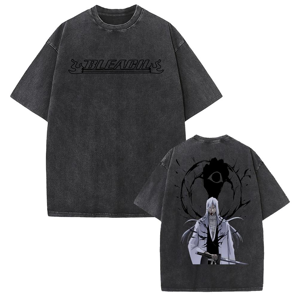 Jūshirō Ukitake Print T-shirt Anime BLEACH Clothing Men Women Short Sleeve Tshirts Retro Washed T Shirt Harajuku Male Cotton Top