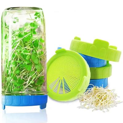 Wide Mouth Plastic Mason Jar Sprouting Lid Food Grade Mesh Sprout Germination for   Dropshipping Cover Seed Crop