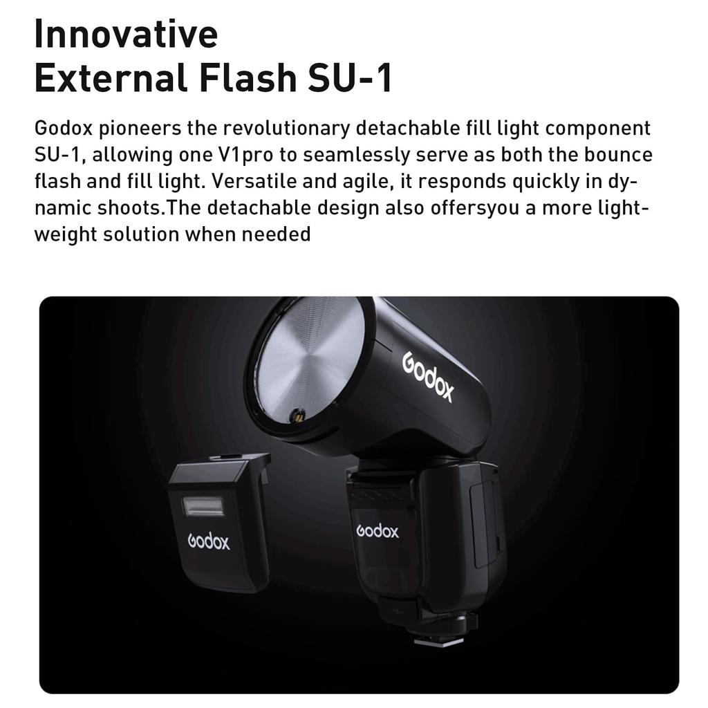 GODOX TTL Rundkopfkamera 76W TTL Split 2W LED Modellierung Aufladen mit VB30 Lithium Kompatibel mit Sony Kamera V1 Aufgerüsteter V1Pro-S Li-Ionen-Blitz,