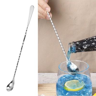 Kitchen Tool Bar Mixing Spoon Spiral Stainless Steel Cocktail Stirring Spoon Tableware Bar Accessory Milk Tea Stirring Spoon