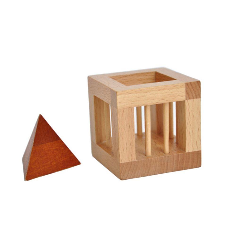 Cage Wooden Brain Teaser Puzzle Triangle Unlock Cage Apart Triangle Luban Lock  Teenager Gifts