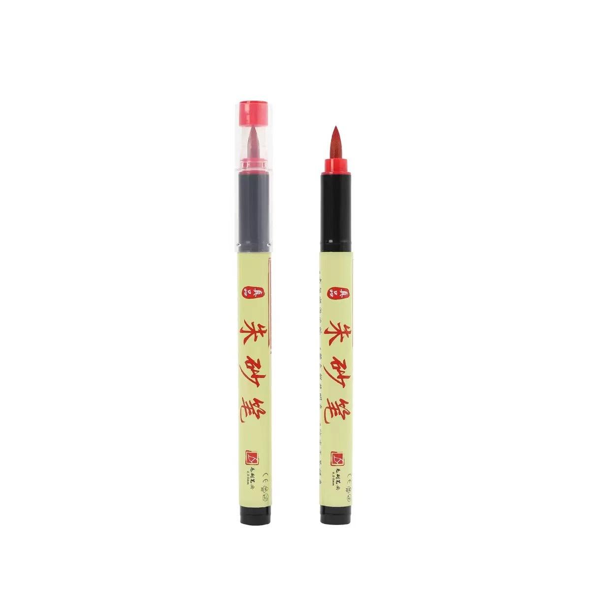 Soft Tip Cinnabar Direct Liquid Ink Calligraphy Writing Brush Pen 1pcs