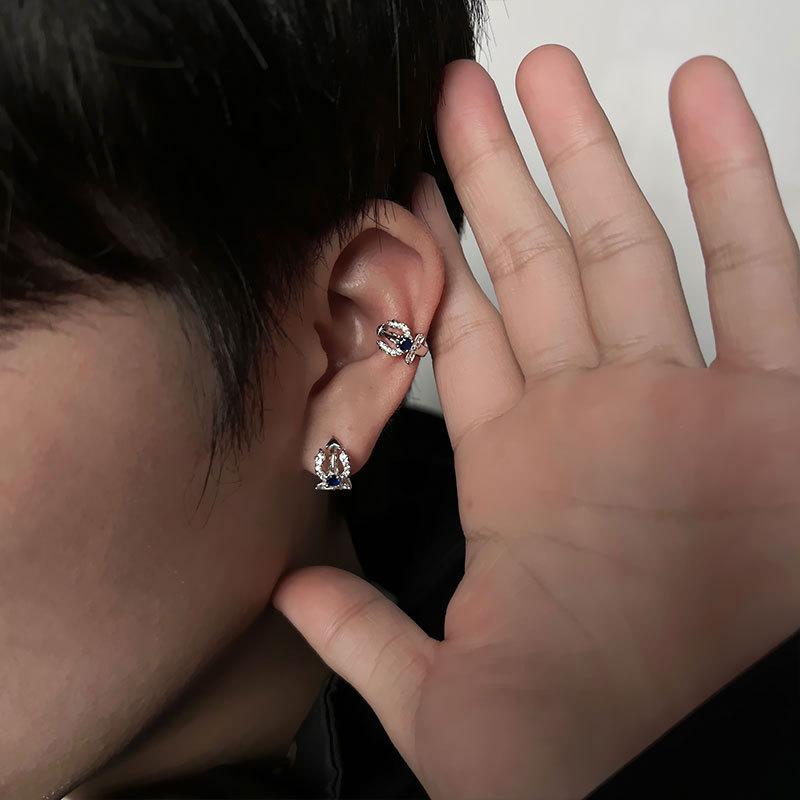 1PCS Fashionable And Exquisite Zircon Trident Earring Clip Neutral And Cool Without Ear Holes Daily Party Jewelry Gift
