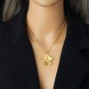 Vintage Stainless Steel Flower Pendant Necklace for Women Gold Plated Floral Metal Snake Chain Necklace Aesthetic Jewelry Gifts