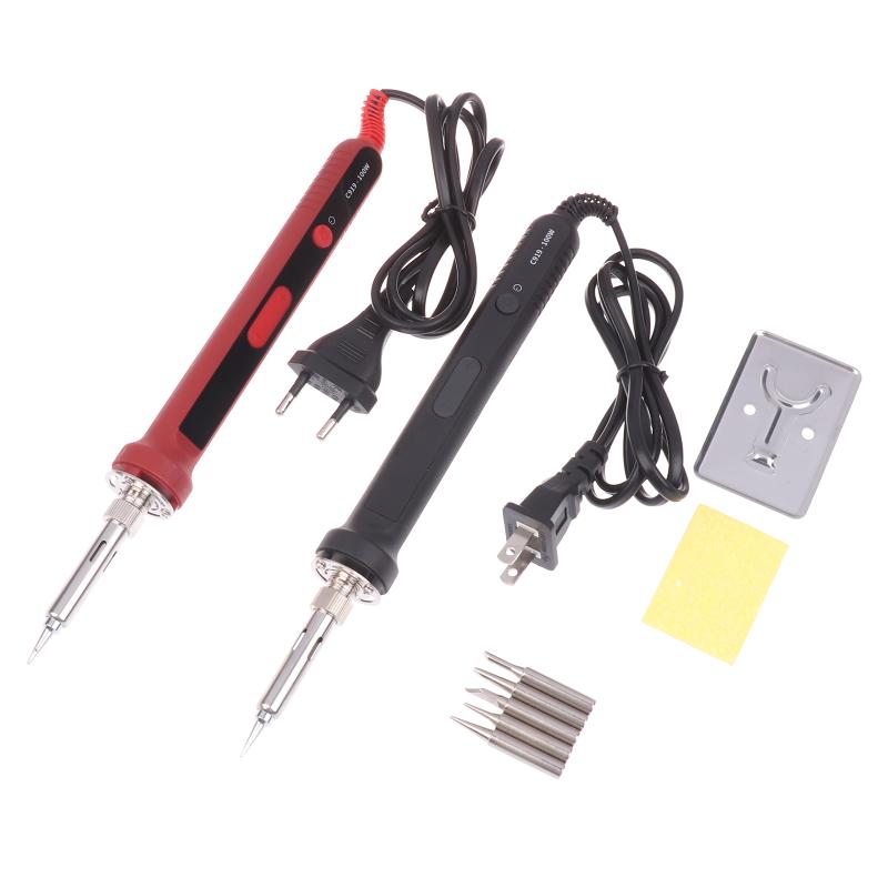 Kit de Fer à Souder Électrique Numérique 100W Ensemble 220V Température Réglable Outil de Soudure Chauffage Céramique Pointeaux de Soudure Rework