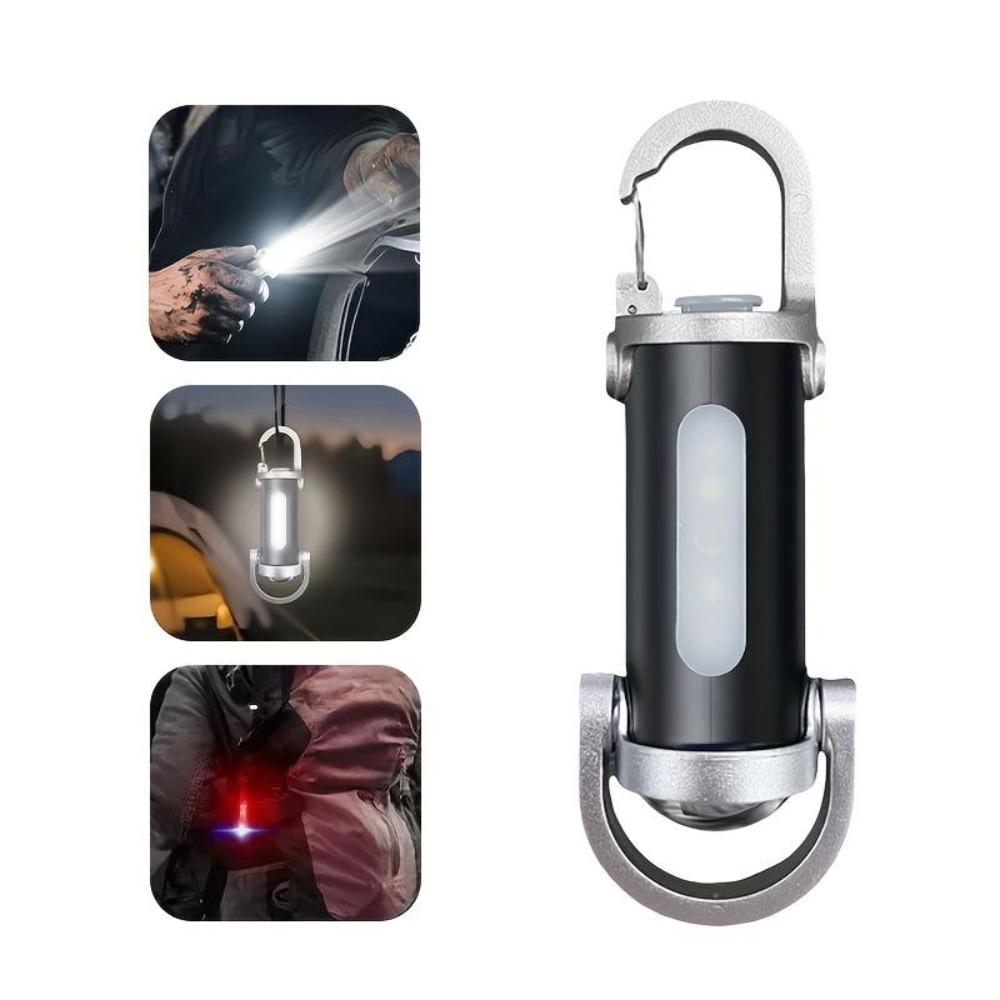 Mini Flashlight Keychain USB Rechargeable Pocket Light with COB Work Area Light for Camping Hiking Dog Walking Emergency Repair Key Ring