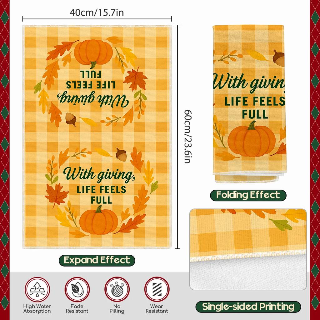 2/4/6pcs set Kitchen Towels Autumn Thanksgiving themed mapleHand Towels Christmas Decorations for Home Noel Dish Towels Gifts