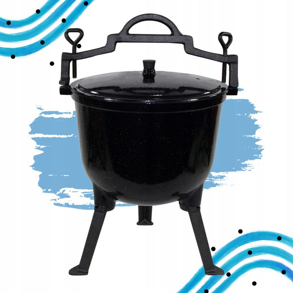 Cast Iron Cauldron 8 L Marble Enamel With Lid