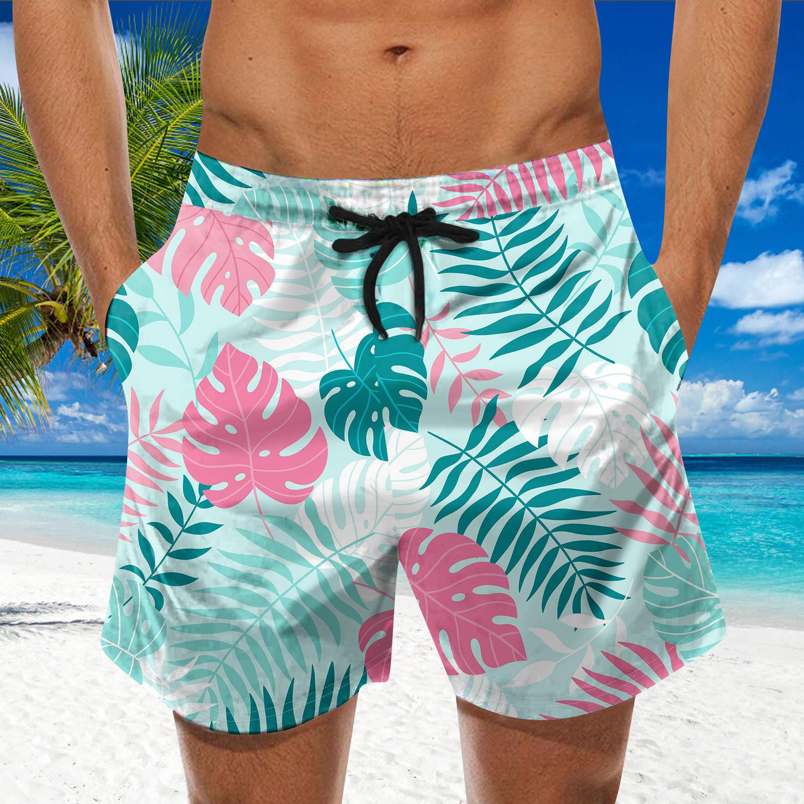Fashion Men s Strapped Hawaiian Beach Fit Sport Casual Shorts Pants M арбуз красный