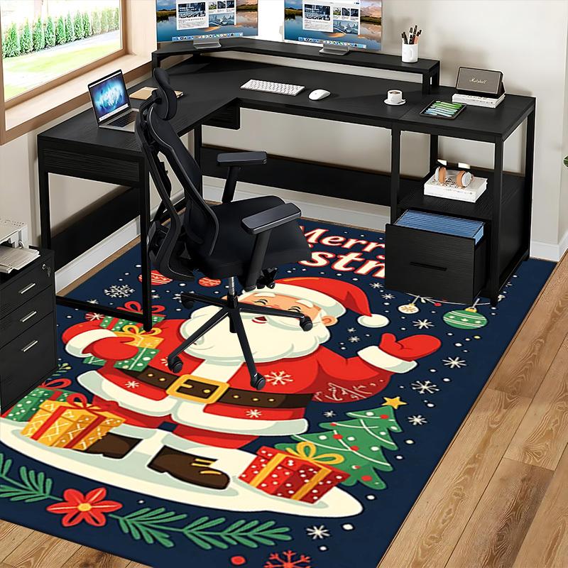 Christmas Santa Claus Chair Mat - Anime Cartoon Design, Non-Slip Carpet for Office, Home Decor, Living Room, Bedroom, Gaming Room & Dormitory.R030