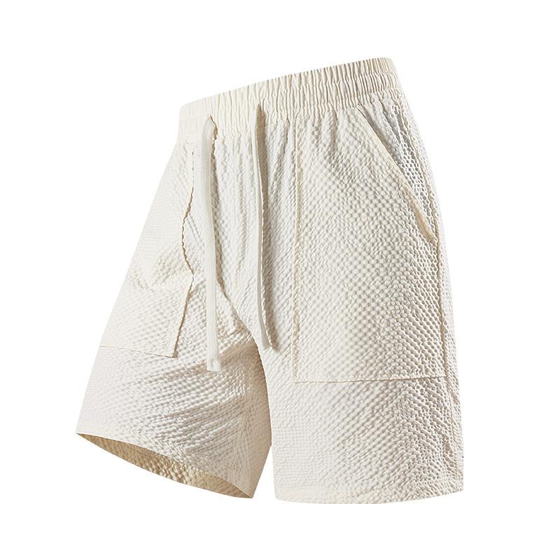 

Летние шорты из тонкой сетки с пузырьками, быстросохнущие, дышащие, однотонные, универсальные спортивные шорты L бежевый