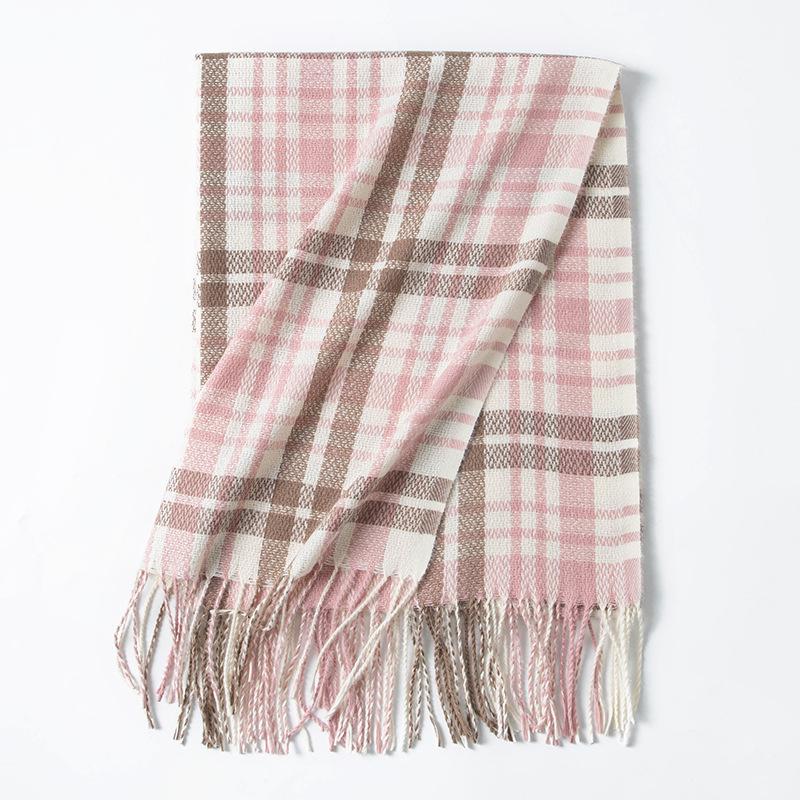 British Plaid Scarf Women's Autumn and Winter New Versatile Couple Long Warm Double-sided Thickened Retro Scarf