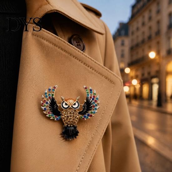 Animal Brooch Accessory Colorful Rhinestone Owl Pin, Bird Shape Lapel Pin for Suit Dress Scarf Hat Bag Decoration, Clothing Gift Men Women Jewelry