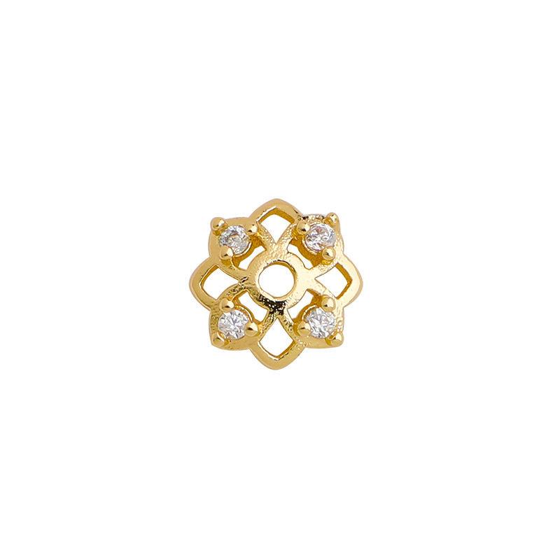 14K Gold Plated Zircon Four-Leaf Clover Flower Cap Bead Holder for DIY Jewelry