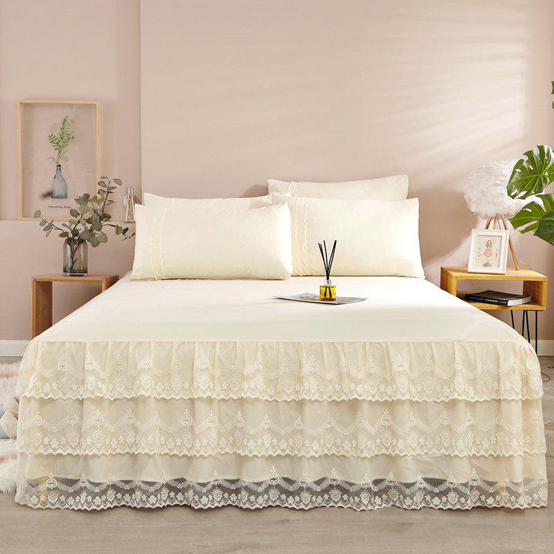 Korean Princess Style Lace Bed Skirt & Sheet 3-Piece Set