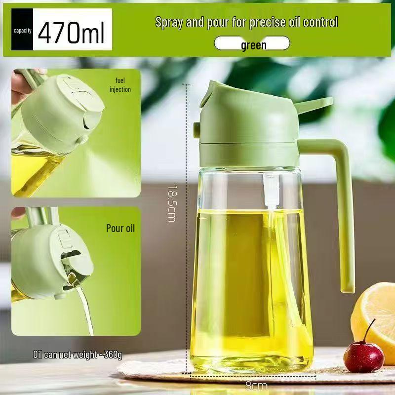 Dual-Use Leak-Proof Oil Spray & Pour Glass Bottle for Kitchen