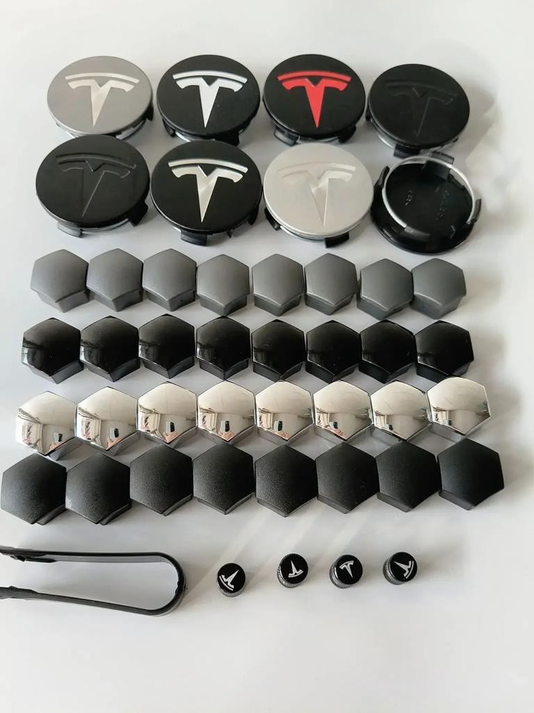 Samolepka na auto Tesla 56/57MM 4KS 29KS pro Tesla Model Y Model 3 S/X Prachotěsný kryt kola Středové krytky kol a krytky ventilků pneumatik