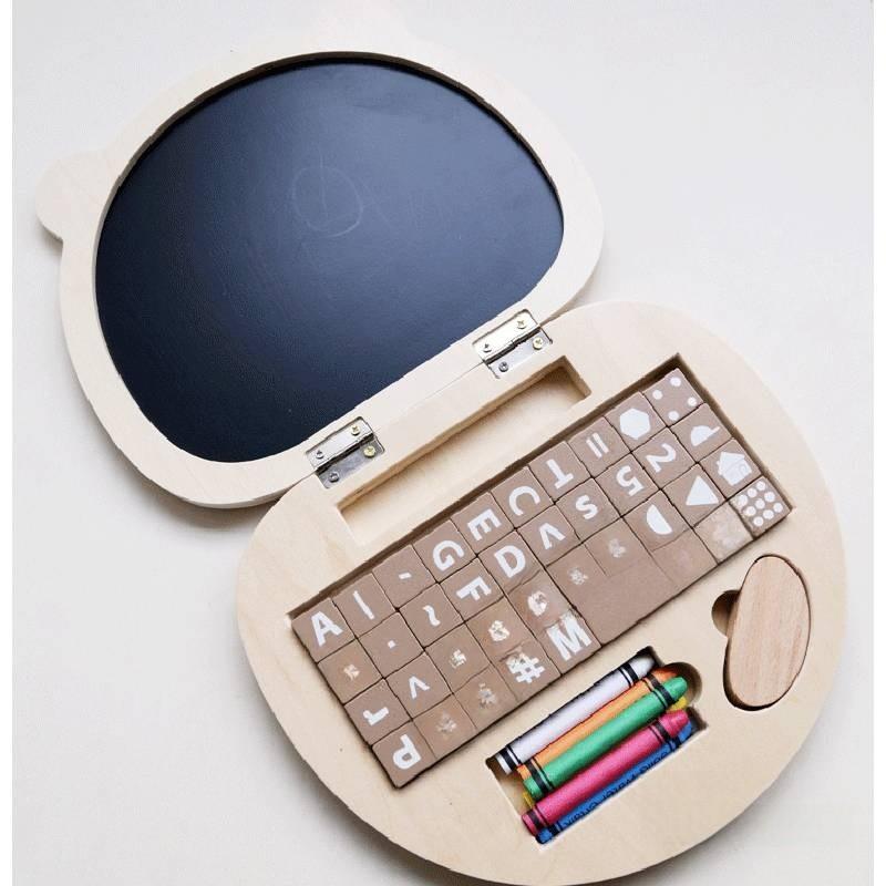 Shaped Bear Wooden Notebook Crayon Drawing Board Letter Building Block Toy