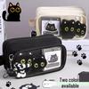 Detachable Transparent Scarf Kitten Pencil Case - Girls' School Stationery Box, Dirt-Resistant