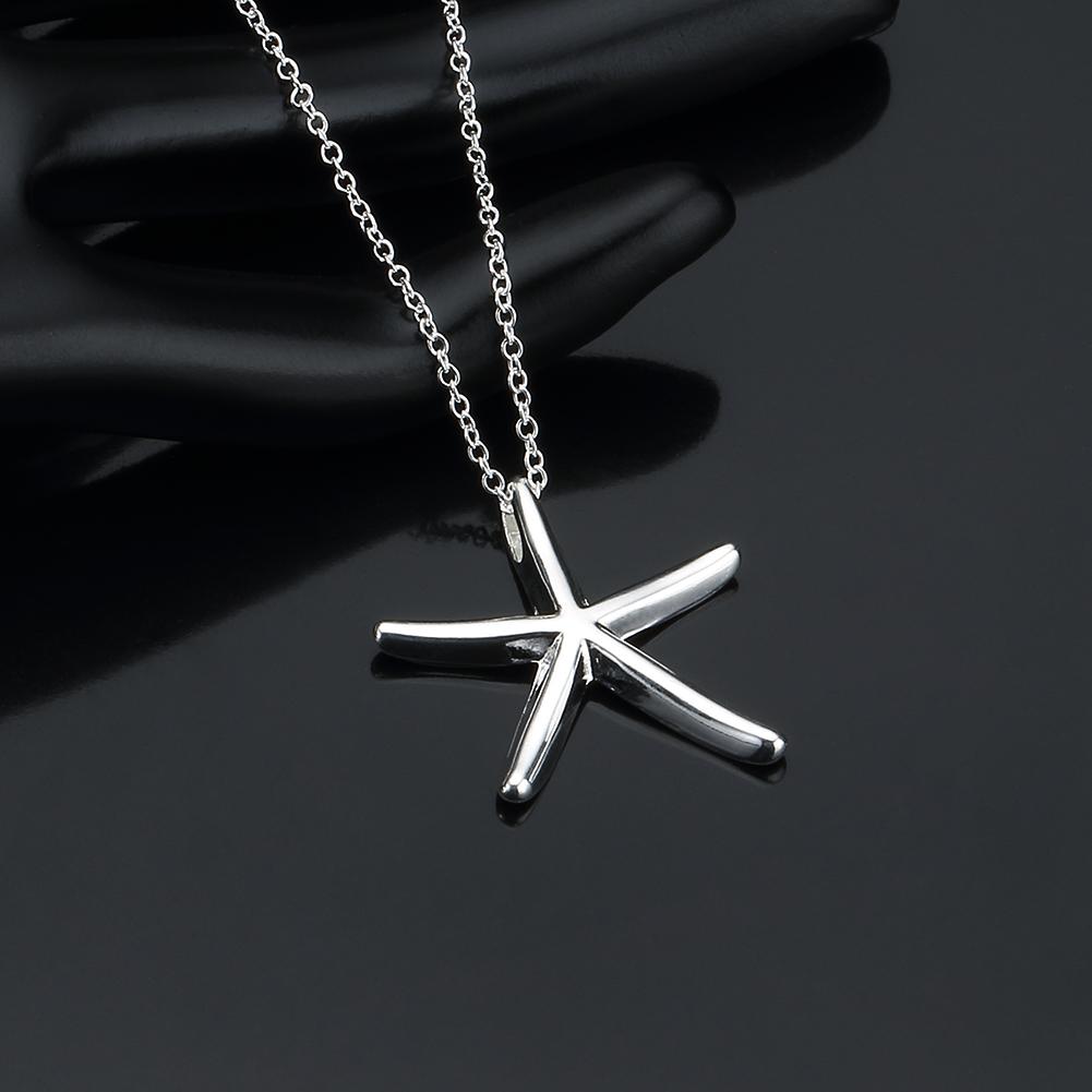 Trending products 925 Stamped Silver Pretty Starfish Pendant Necklace For Women high quality Fashion party wedding Jewelry gift