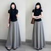 Summer 2025 Pure Desire Slim T-Shirt & High Waist Gray Midi Skirt Set