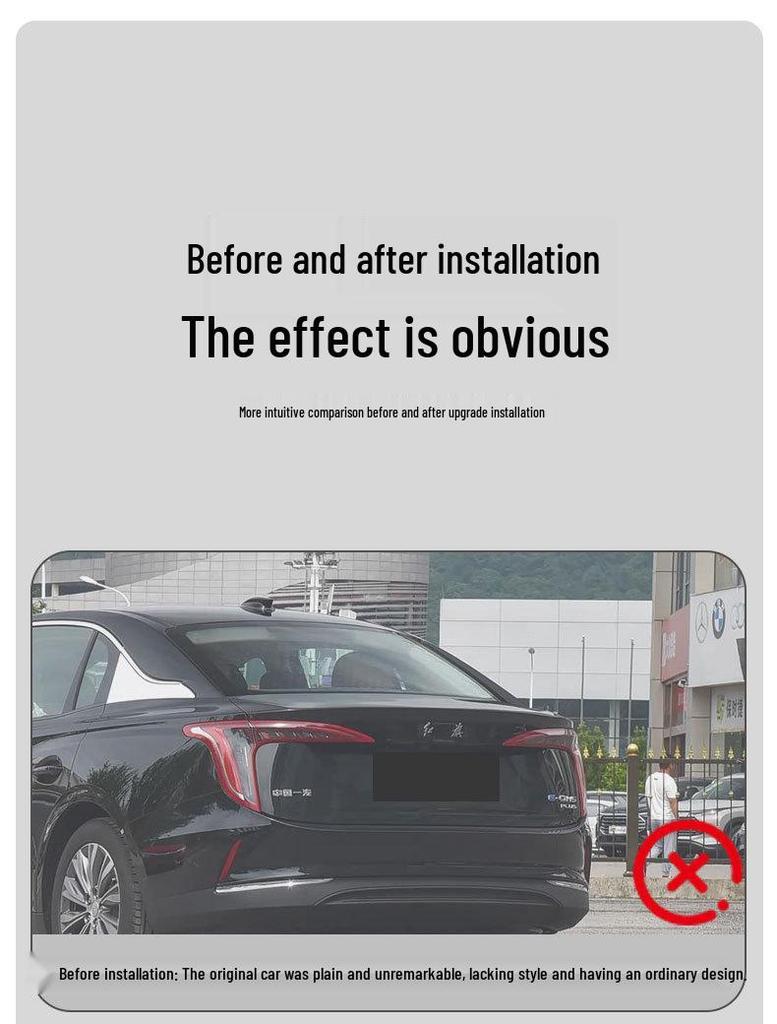 Hongqi E-QM5 Carbon Fiber Rear Spoiler: No-Drill Tail Wing Blade