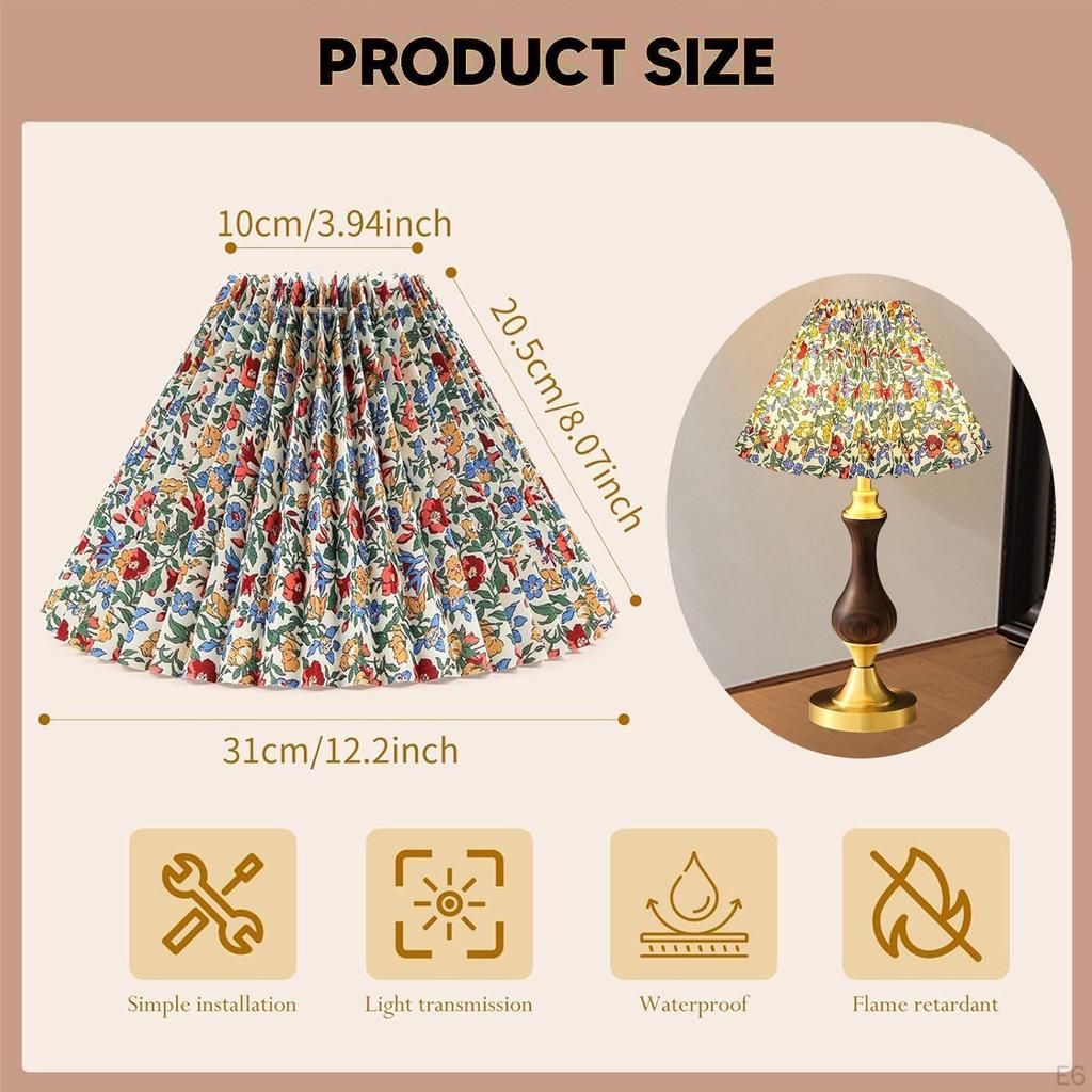 Pleated Lamp Shade Cover Pendant Light Wall for Floor Lights Farmhouse Living