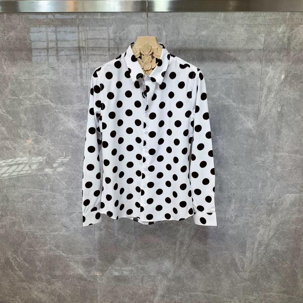 Polka Dot Print High-end Long-sleeve Shirt Casual Korean Style Trendy Cool and Chic Loose Shirt Wrinkle-free