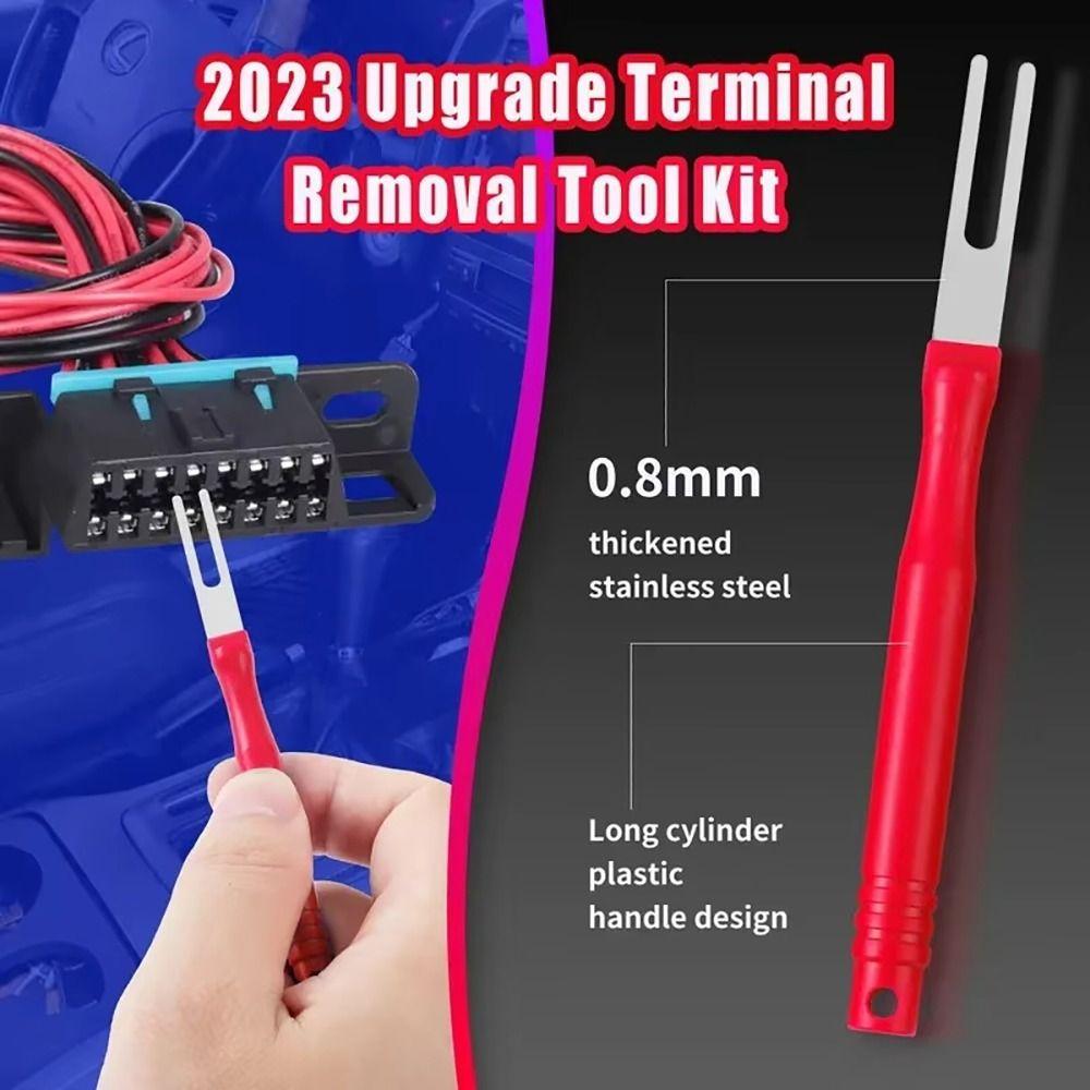 21Pcs/Set Electrical Connector Terminal Removal Tool Red Stainless Steel Wire Crimp Removal Tool