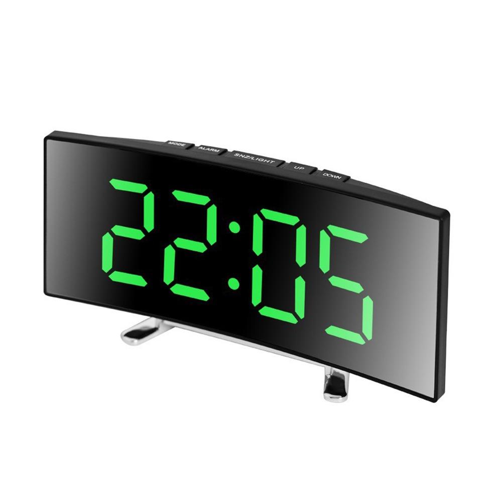 Adjustable Brightness Digital Clock LED Display Night Light LED Alarm Clock Thermometer USB Charging Temperature Display Clock зелёный