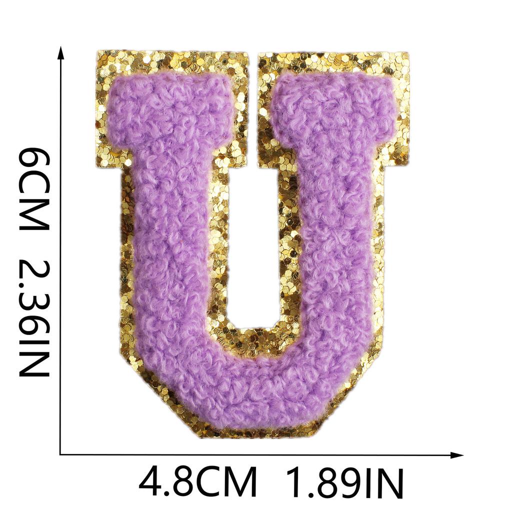 6Cm English Letter Towel Embroidery Patch Sticker Purple Letter Computer Embroidery Label Ironing Embroidery Chapter