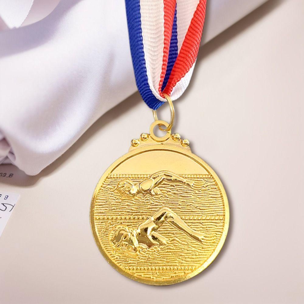5cm Diameter Swimming Competition Medal Zinc Alloy Sports Award  Activity Contest