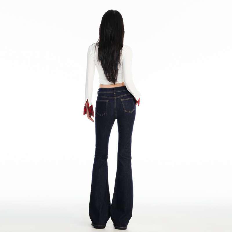 Dark Blue High Waist Flare Jeans for Women - Body Shaping & Slimming, Spring/Autumn Style