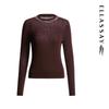 ELLASSAY Women's Merino Wool Rhinestone Mock Neck Knit Sweater