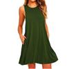 Women's Summer Casual Sleeveless Tank Dress, Solid Color Loose Round Neck Swing Mini Dress with Pockets Beach Vacation Daily Wear Dress