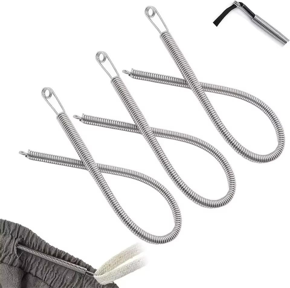 Bendable Spring Drawstring Threader Clip Pants Hoodies Elastic Band Lace Cord Flexible Drawstring Thread DIY Sewing Accessories